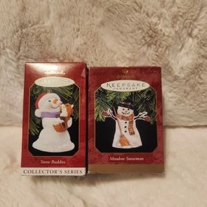 2 Hallmark Keepsakes; 1997 Meadow Snowman & 1999 #2 Snow Buddies